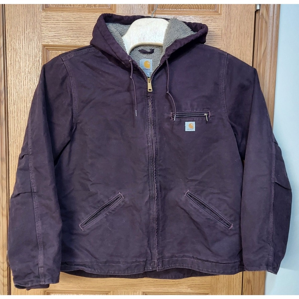 Carhartt Duck Sherpa Lined Jacket Eggplant Purple Women XL 16/18